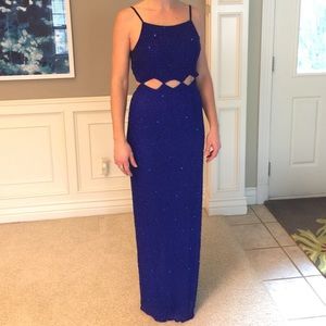 Blue fully beaded prom dress